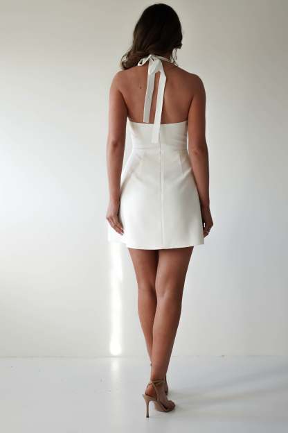 Diondra Halter Mini Dress - Ivory