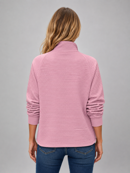 Dorothy Ribbed Half-Zip Sweater - Pink