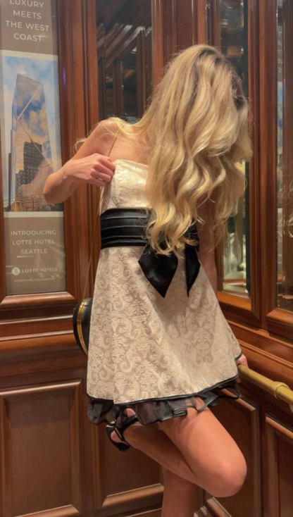 Edwina Sash Mini Dress - Champagne