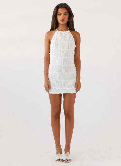 Elesta Halter Mini Dress - White