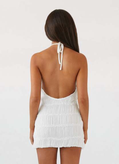 Elesta Halter Mini Dress - White