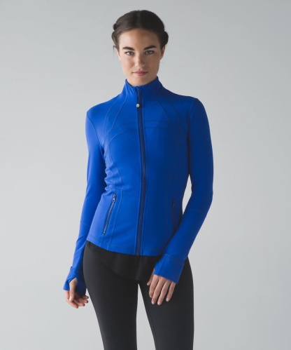 Bright blue contoured zip jacket with side pocket details