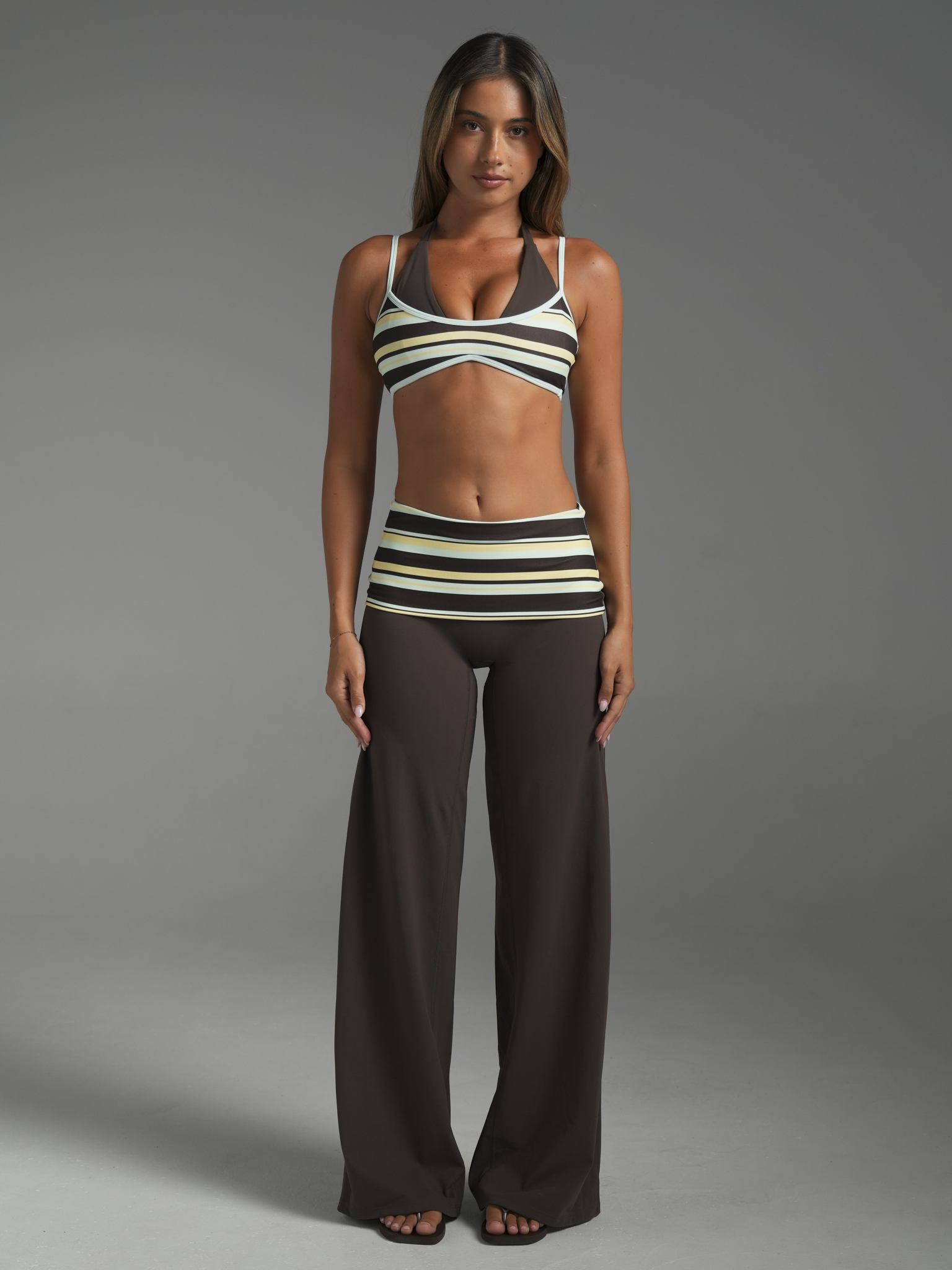Emmanuelle Foldover Wide Leg Pants - Chocolate Brown