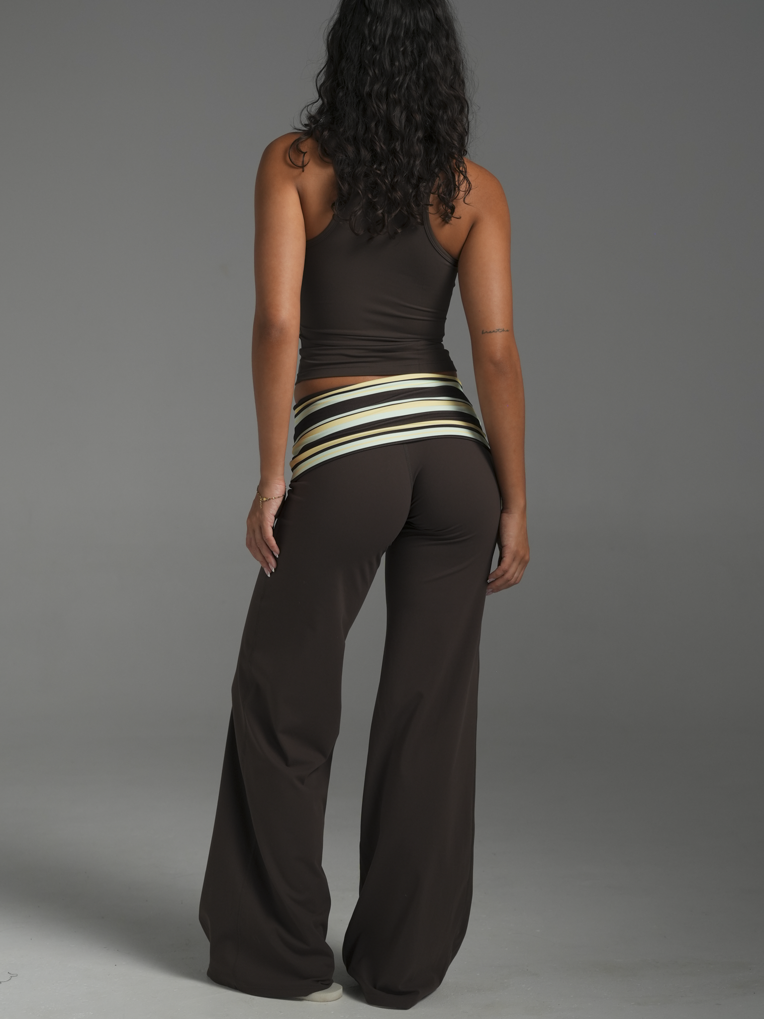 Emmanuelle Foldover Wide Leg Pants - Chocolate Brown