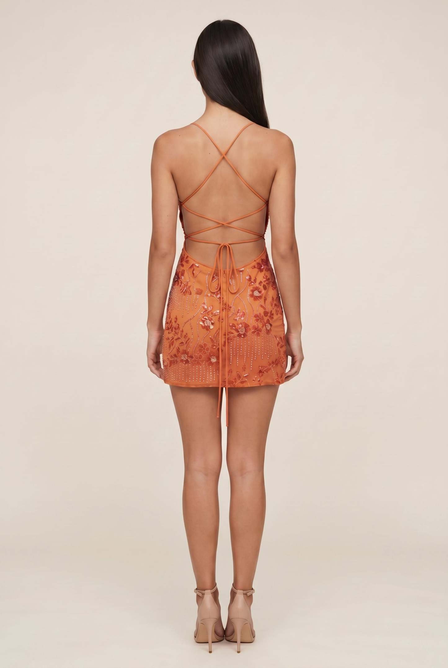 Endellion Sequin Mini Dress - Burnt Orange