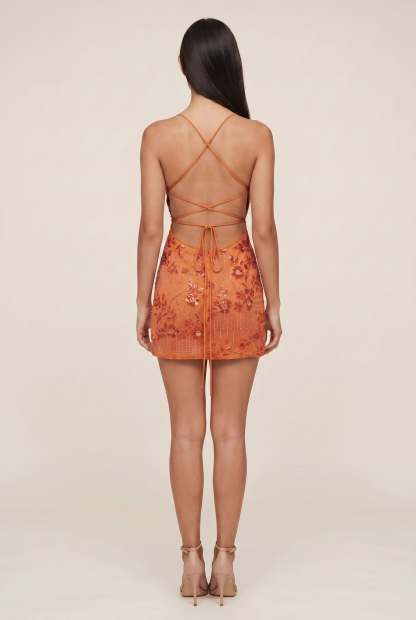Endellion Sequin Mini Dress - Burnt Orange