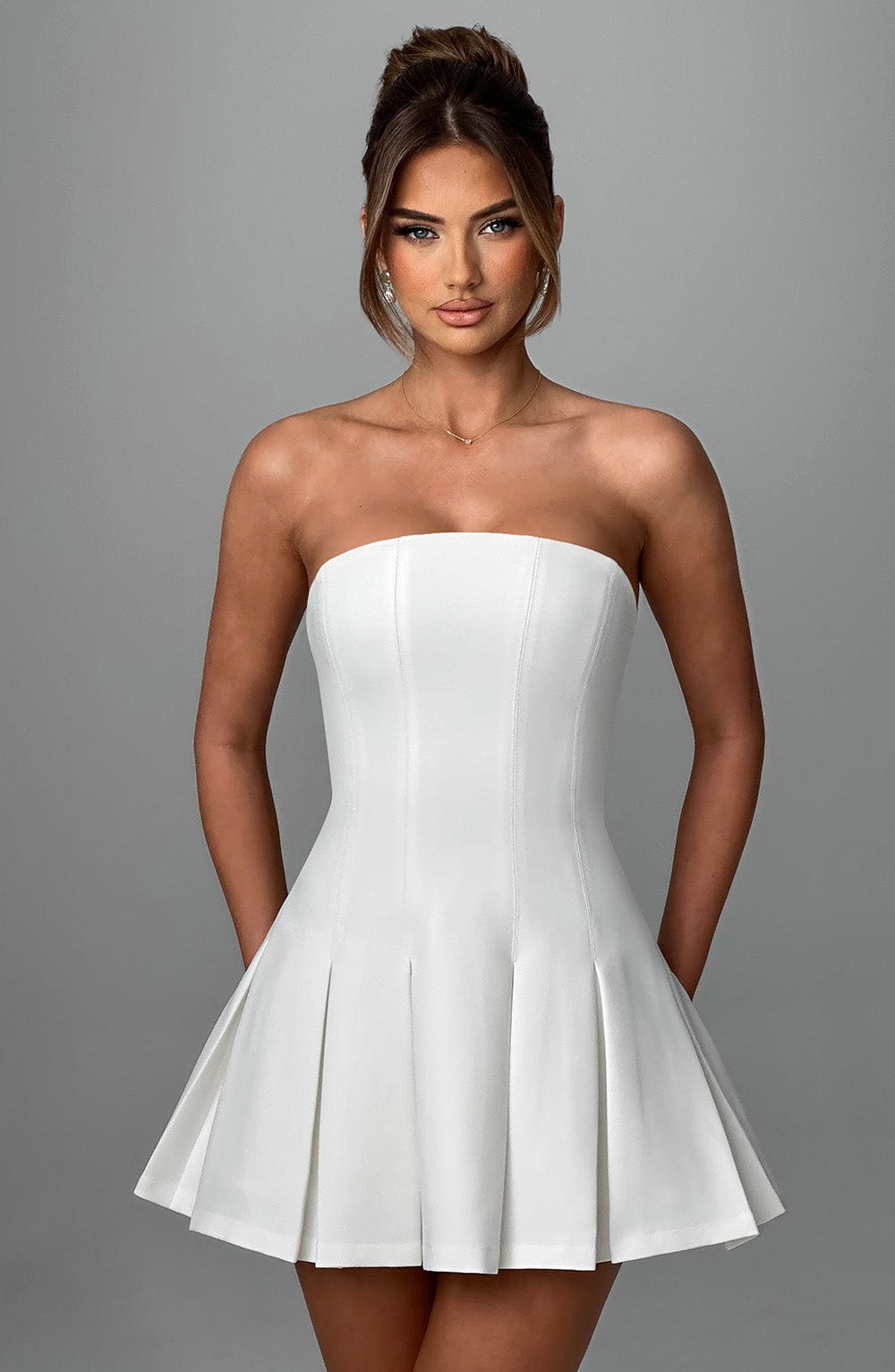 Esme Flared Strapless Mini Dress - Ivory