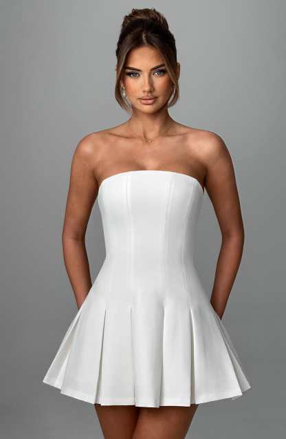 Esme Flared Strapless Mini Dress - Ivory