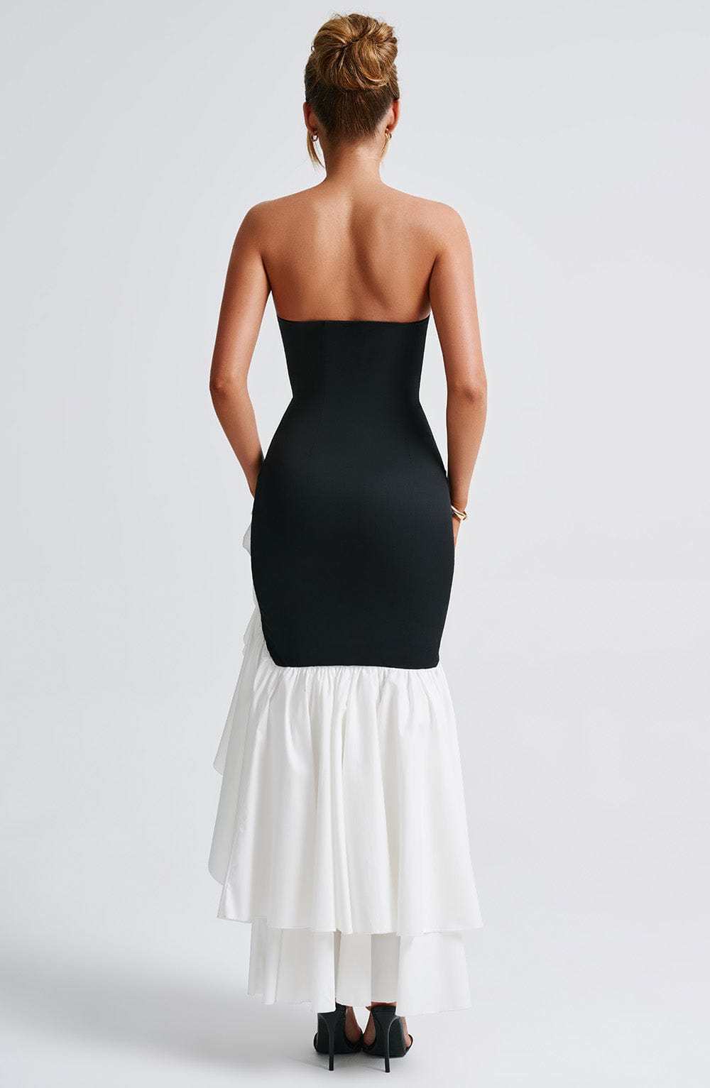 Esperanza Ruffle Maxi Dress - Black and White