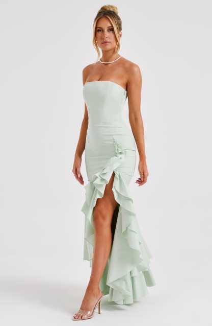 Esperanza Ruffle Maxi Dress - Mint Green