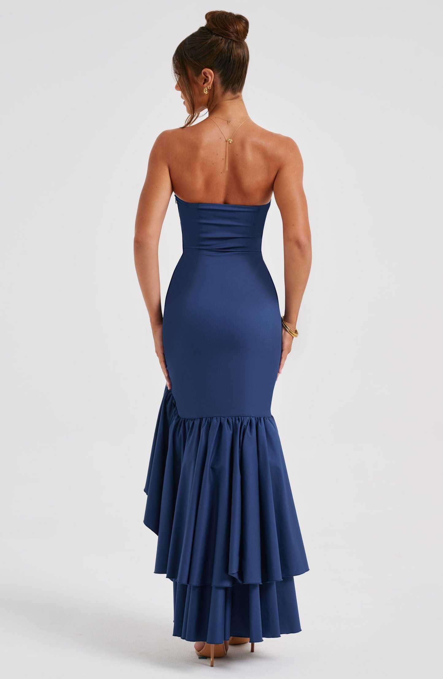 Esperanza Ruffle Maxi Dress - Navy
