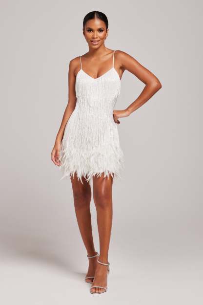 Estee Fringe Mini Dress - White