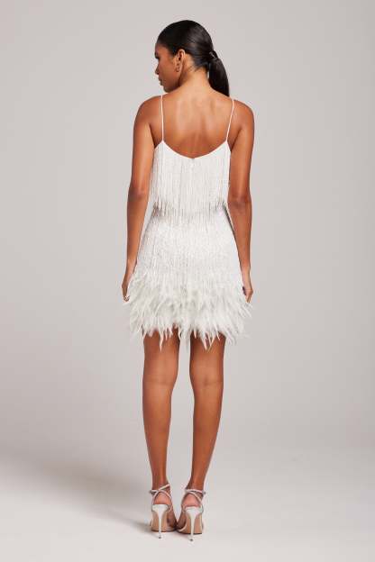 Estee Fringe Mini Dress - White