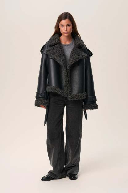 Eve Belted Shearling Long Coat