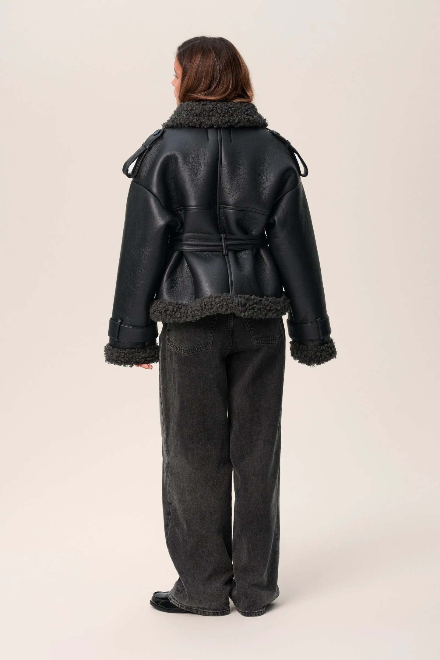 Eve Belted Shearling Long Coat