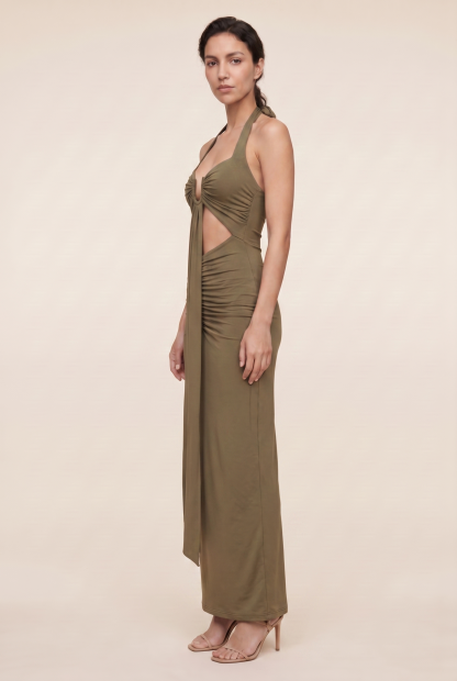 Fabienne Cutout Maxi Dress - Olive Green