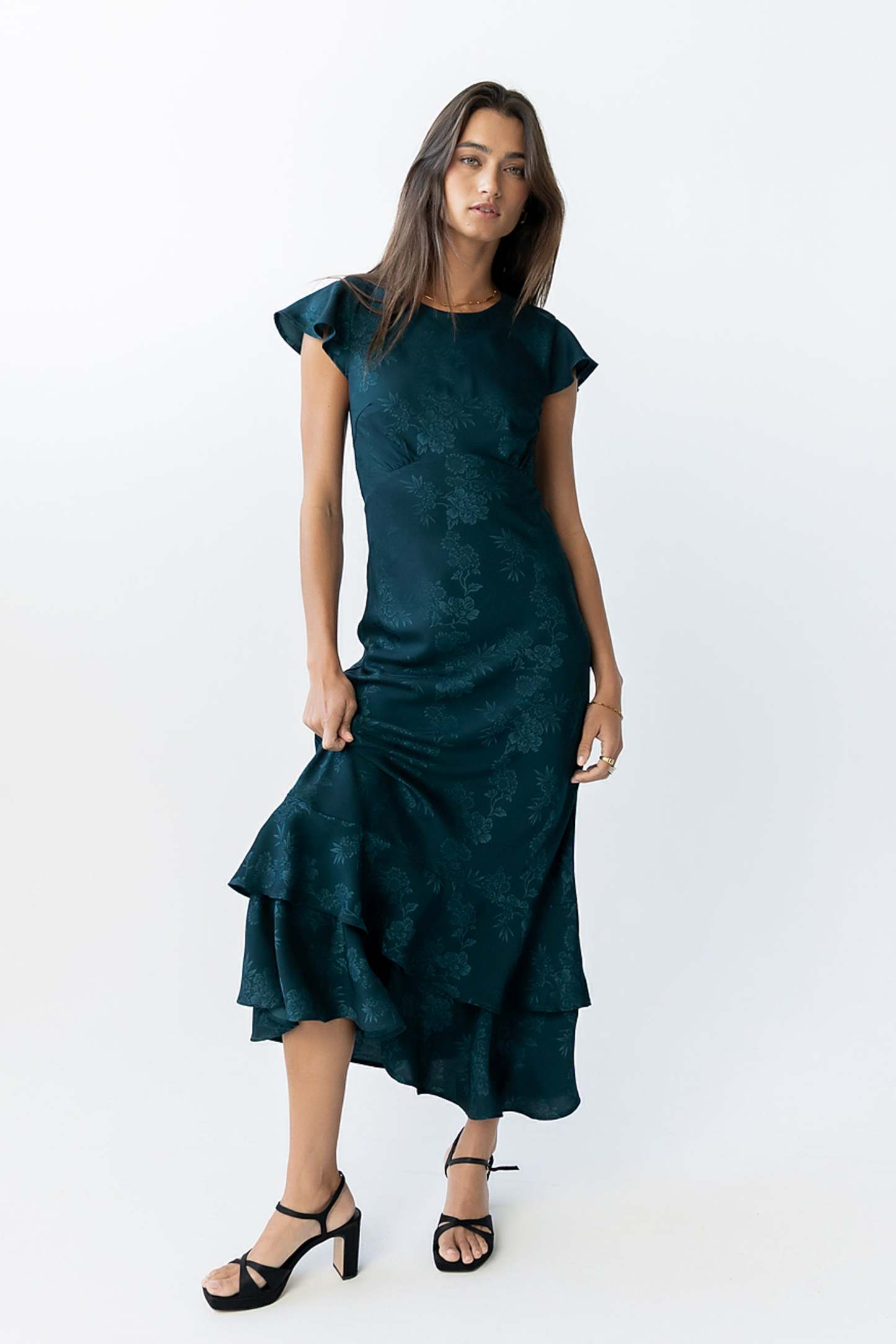 Farida Tiered Ruffle Maxi Dress - Deep Teal