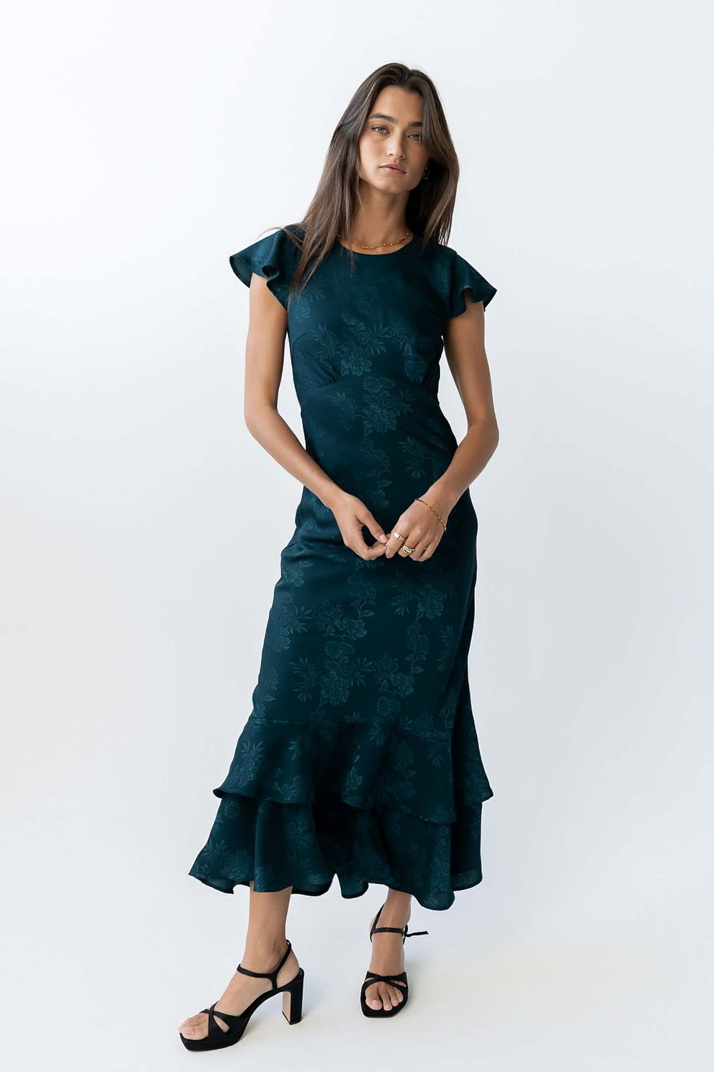 Farida Tiered Ruffle Maxi Dress - Deep Teal