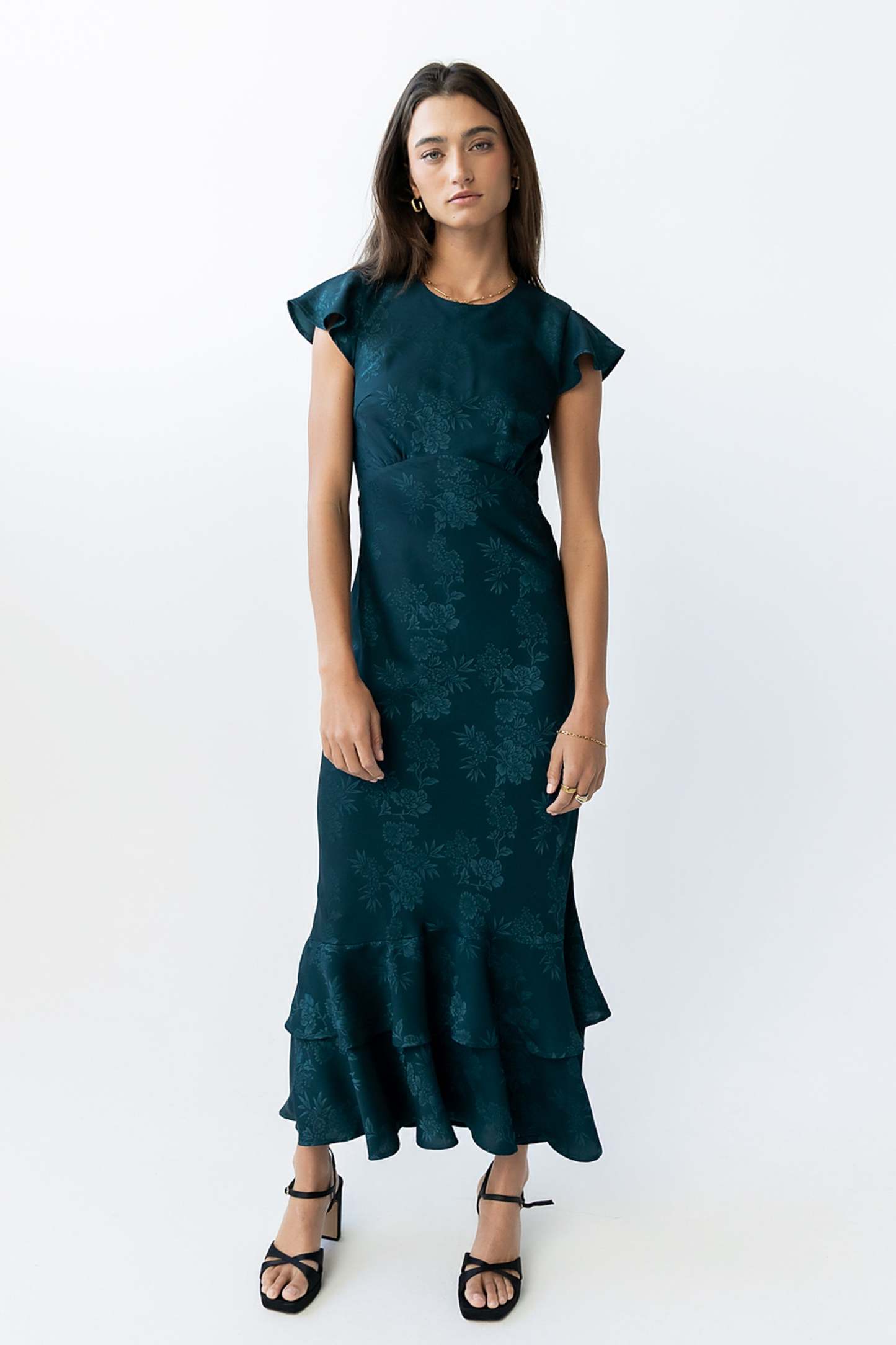 Farida Tiered Ruffle Maxi Dress - Deep Teal