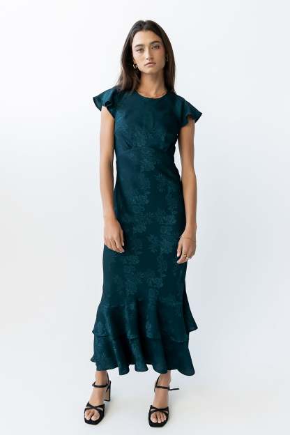 Farida Tiered Ruffle Maxi Dress - Deep Teal