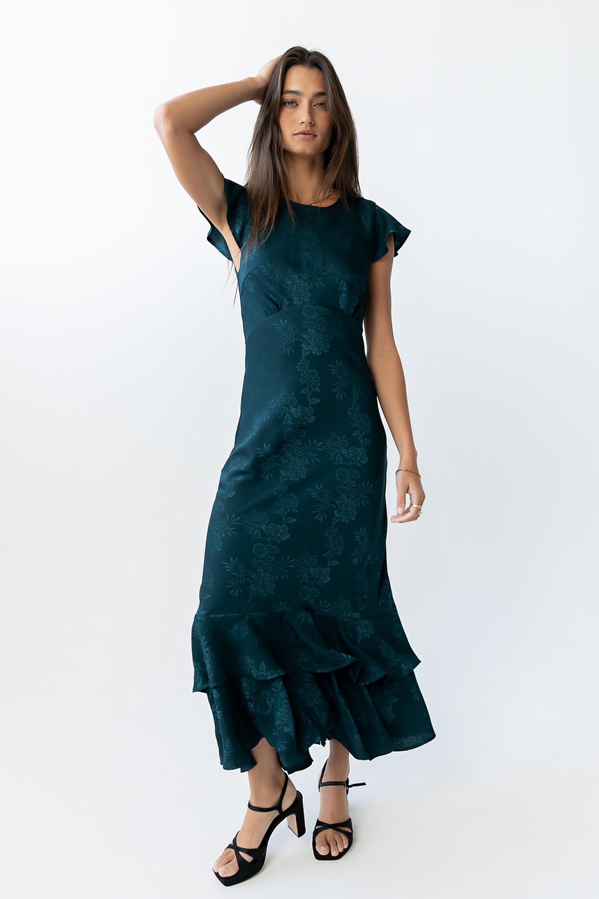 Farida Tiered Ruffle Maxi Dress - Deep Teal