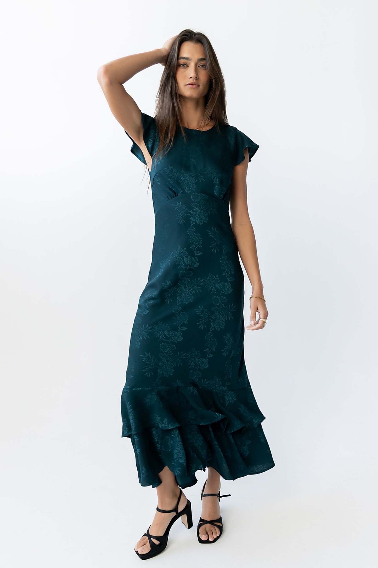 Farida Tiered Ruffle Maxi Dress - Deep Teal