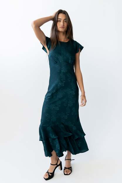 Farida Tiered Ruffle Maxi Dress - Deep Teal
