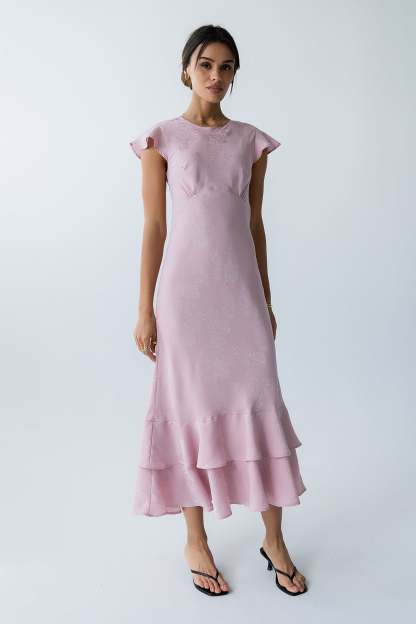 Farida Tiered Ruffle Maxi Dress - Pink