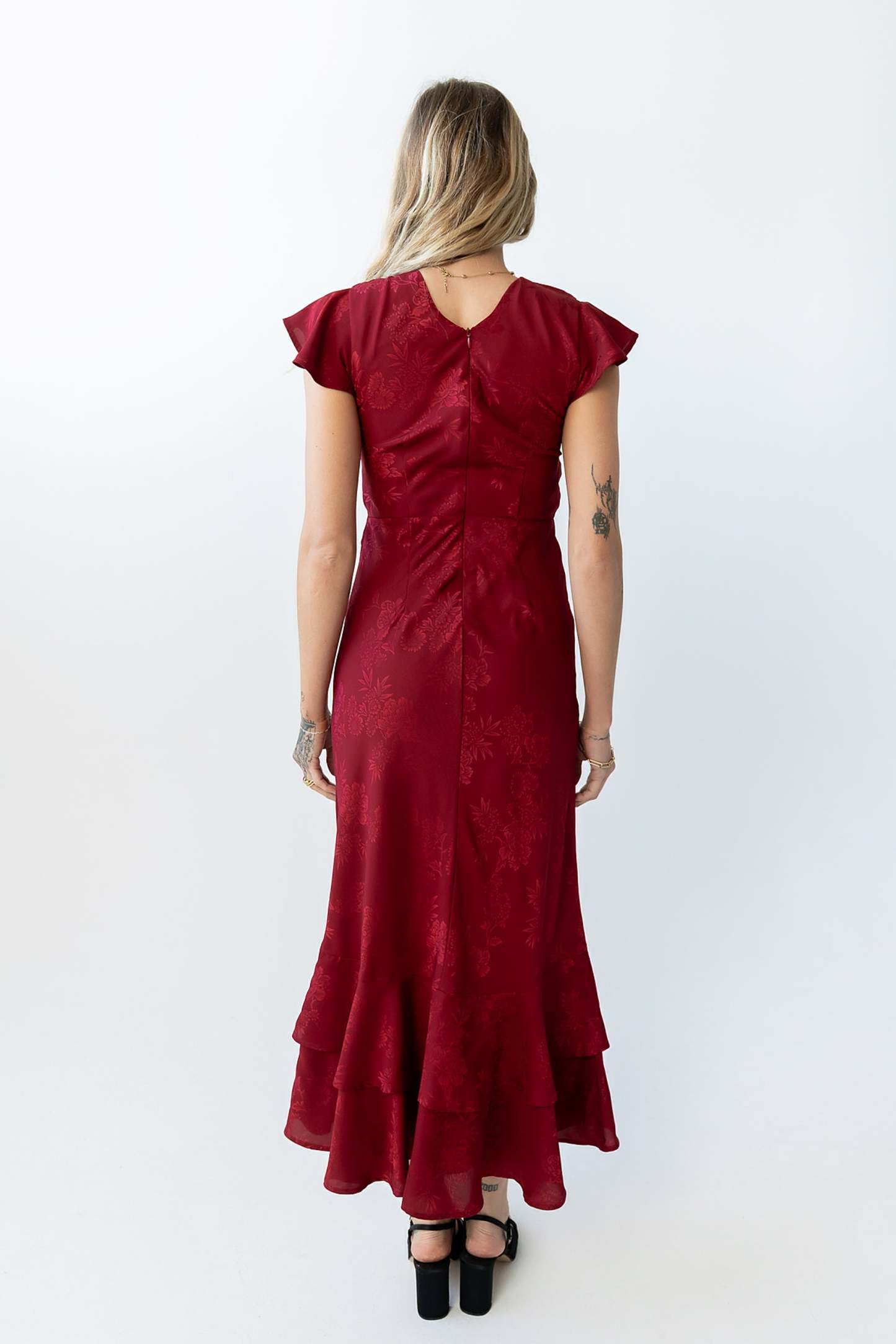 Farida Tiered Ruffle Maxi Dress - Red