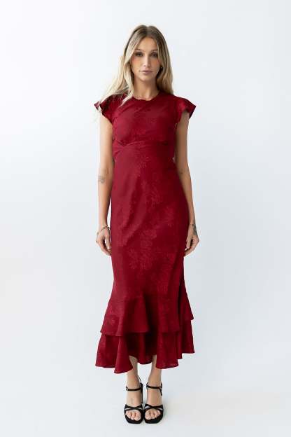 Farida Tiered Ruffle Maxi Dress - Red