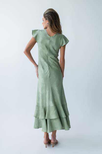 Farida Tiered Ruffle Maxi Dress - Sage Green