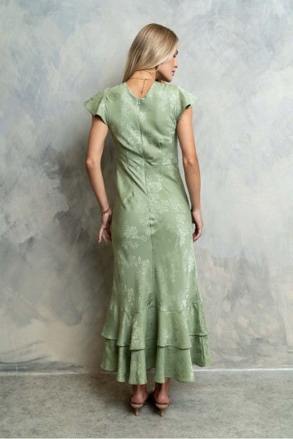 Farida Tiered Ruffle Maxi Dress - Sage Green