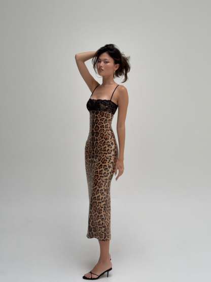 Faustine Leopard Midi Dress - Leopard