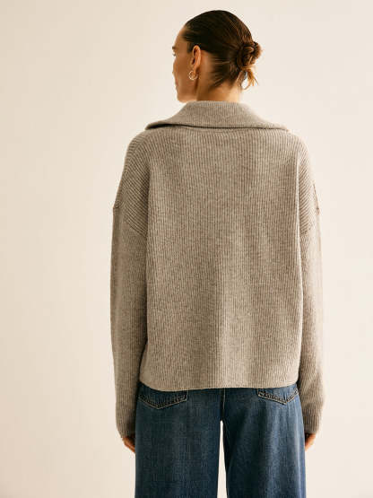 Fiorella Wool-Blend Quarter-Zip Set - Oatmeal
