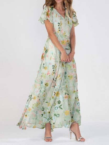 Fleur v Neck Maxi Dress