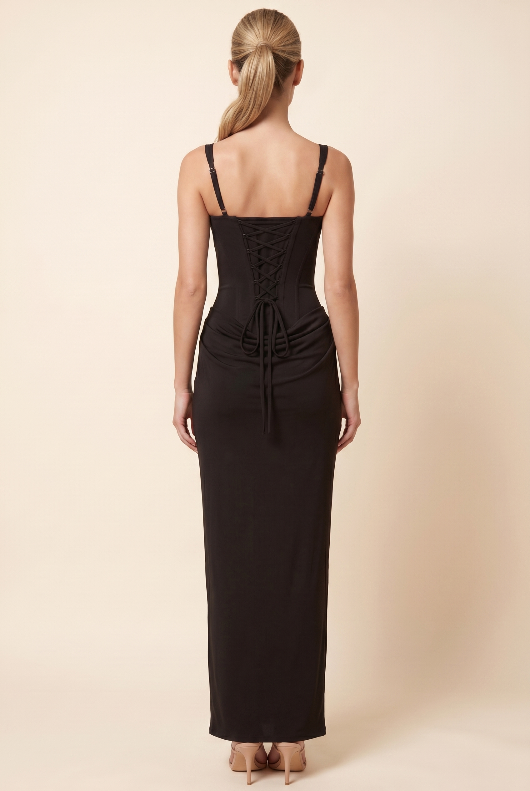 Fleurine Corset Maxi Dress - Black