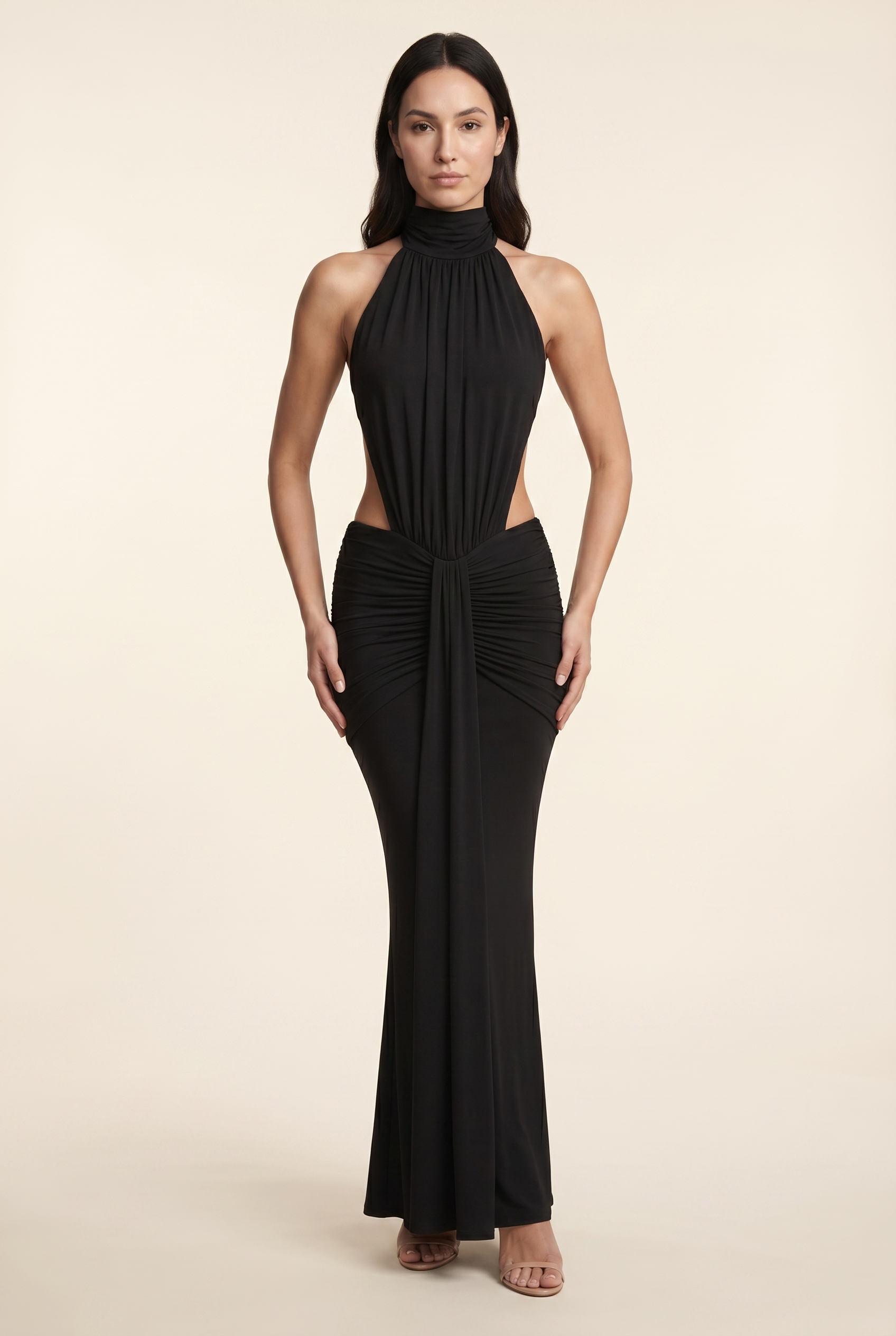 Florentine Halter Maxi Dress - Black
