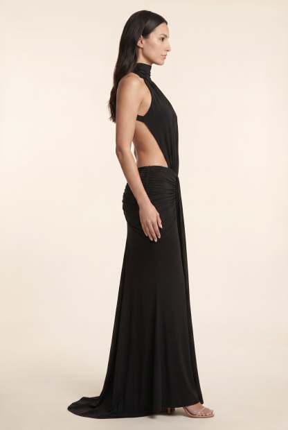 Florentine Halter Maxi Dress - Black