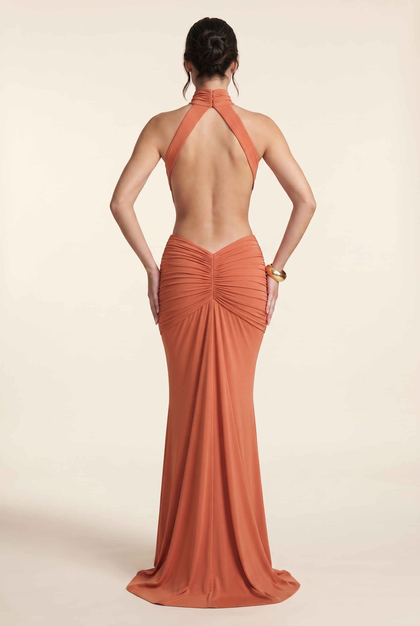 Florentine Halter Maxi Dress - Burnt Orange