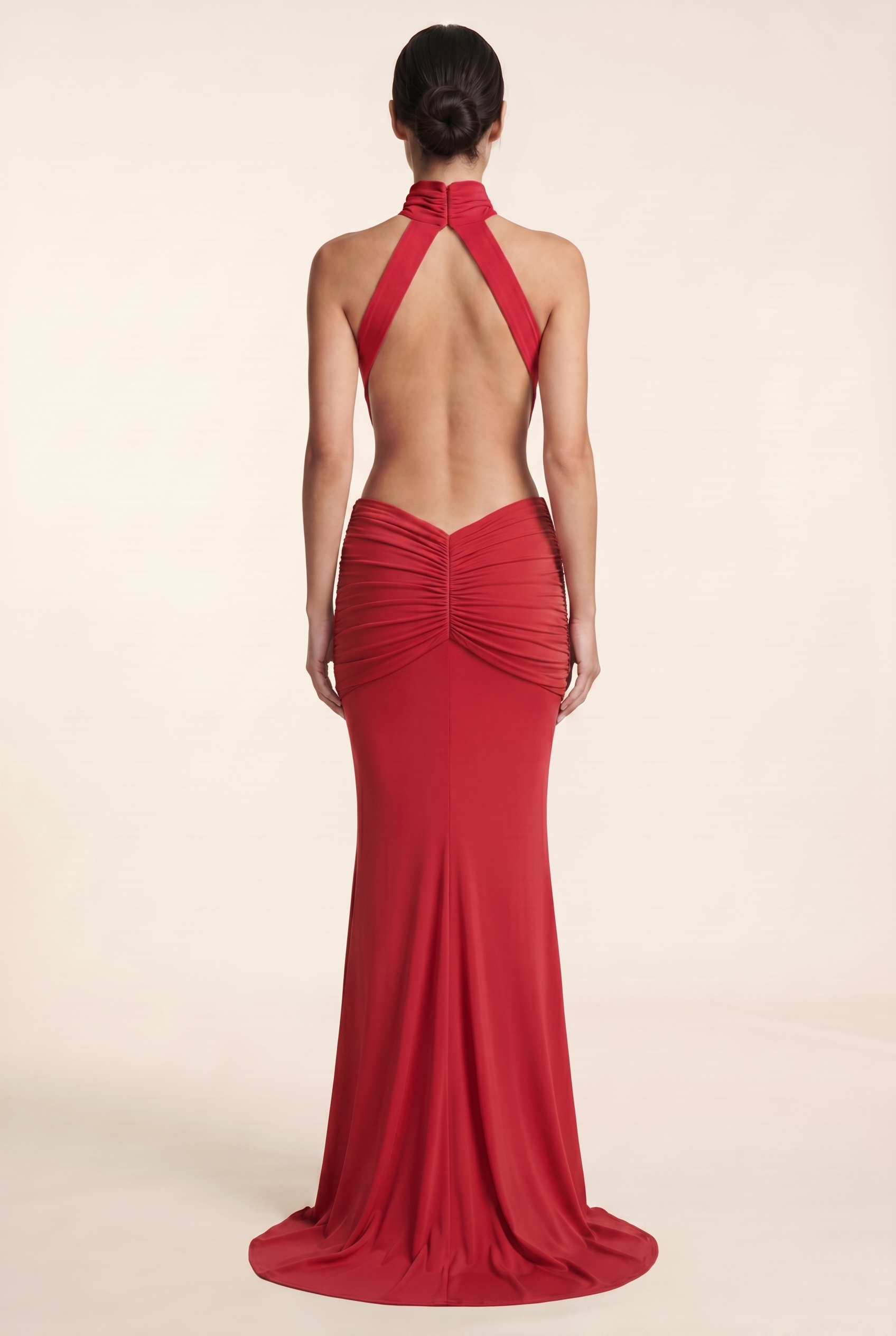 Florentine Halter Maxi Dress - Red