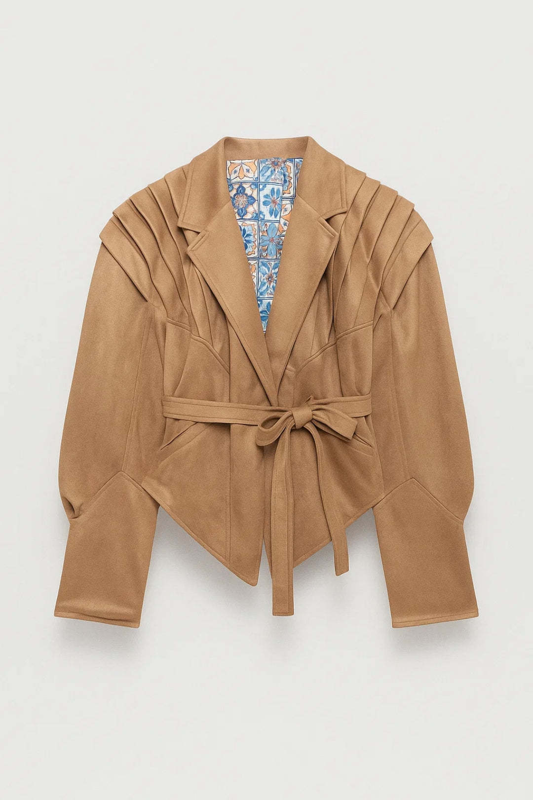 Frederica Belted Pleated Shoulder Tailored Jacket