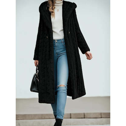 Frida Longline Hooded Coat - Black