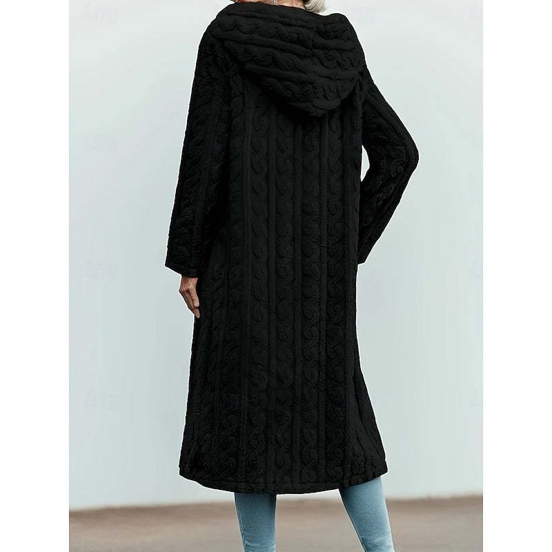 Frida Longline Hooded Coat - Black