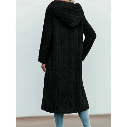 Frida Longline Hooded Coat - Black