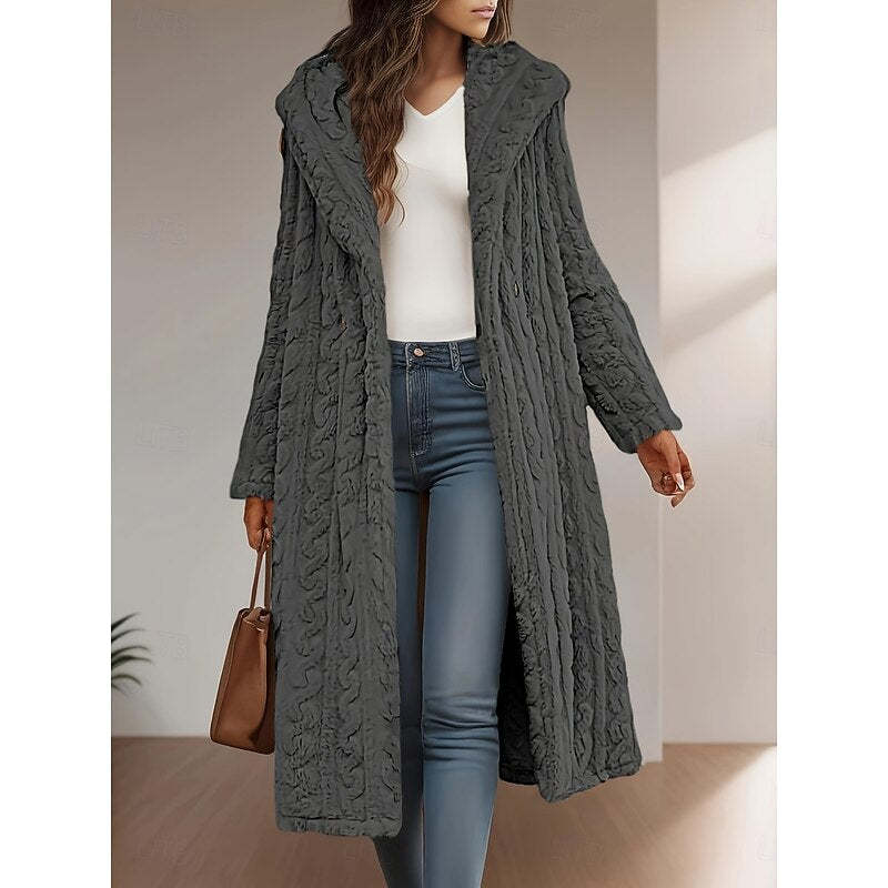 Frida Longline Hooded Coat - Gray