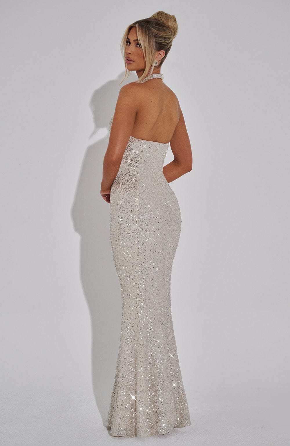 Gaia Halter Maxi Dress - Silver