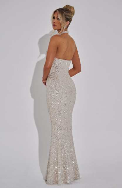 Gaia Halter Maxi Dress - Silver