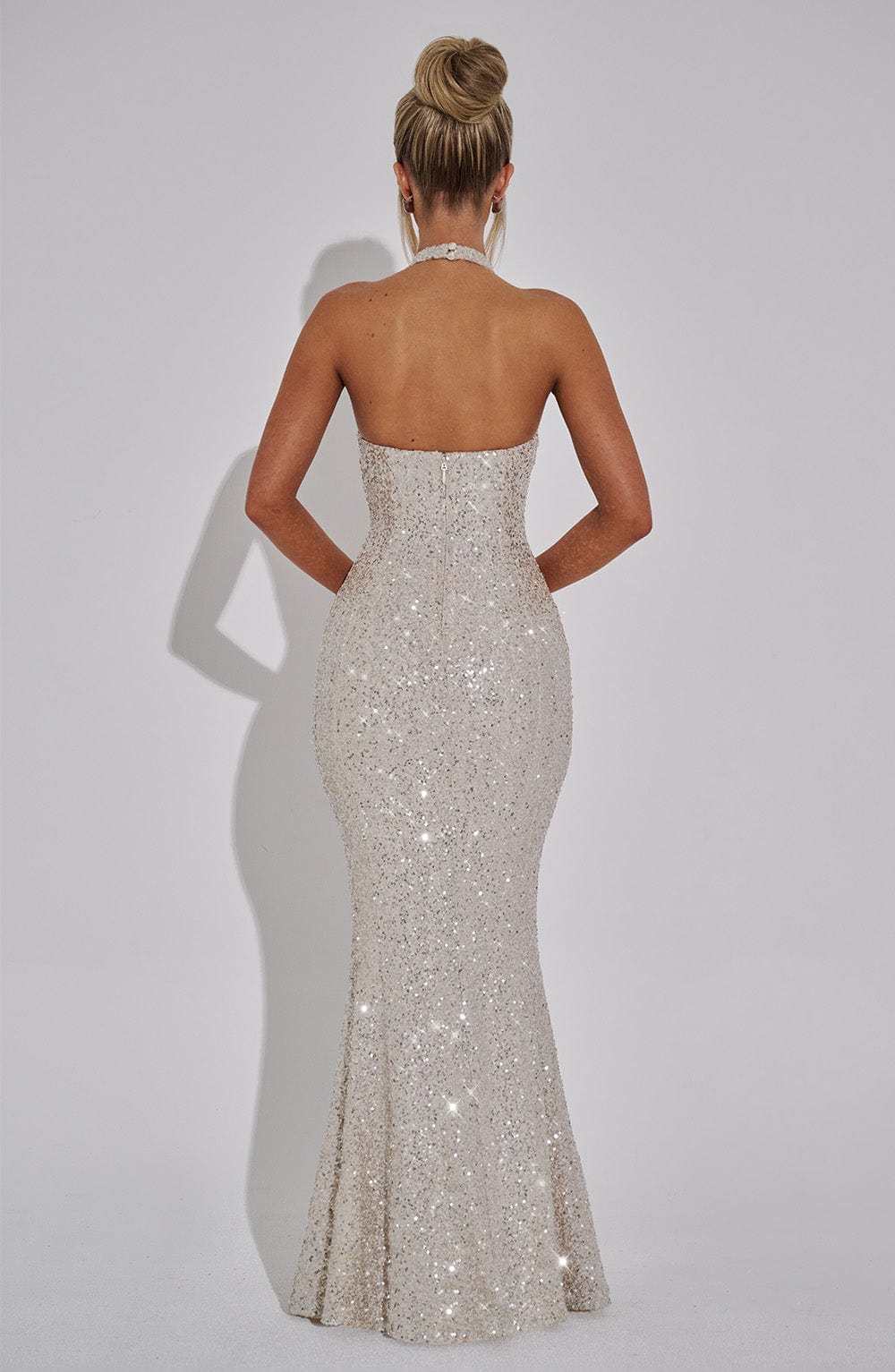 Gaia Halter Maxi Dress - Silver
