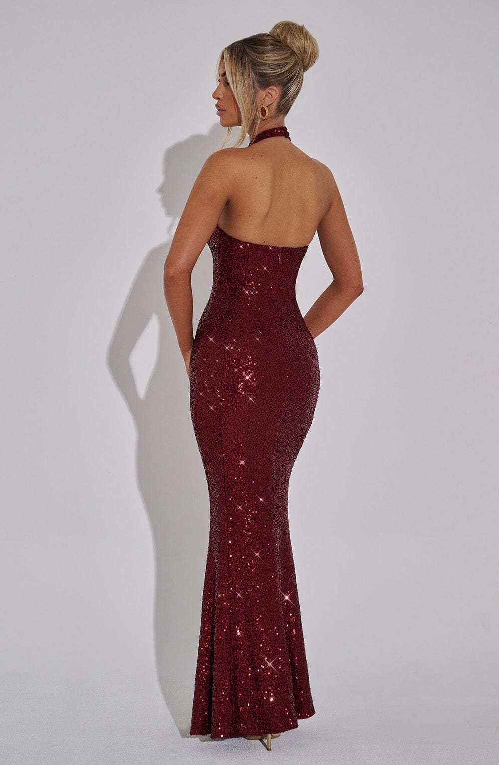 Gaia Halter Maxi Dress - Wine Sparkle