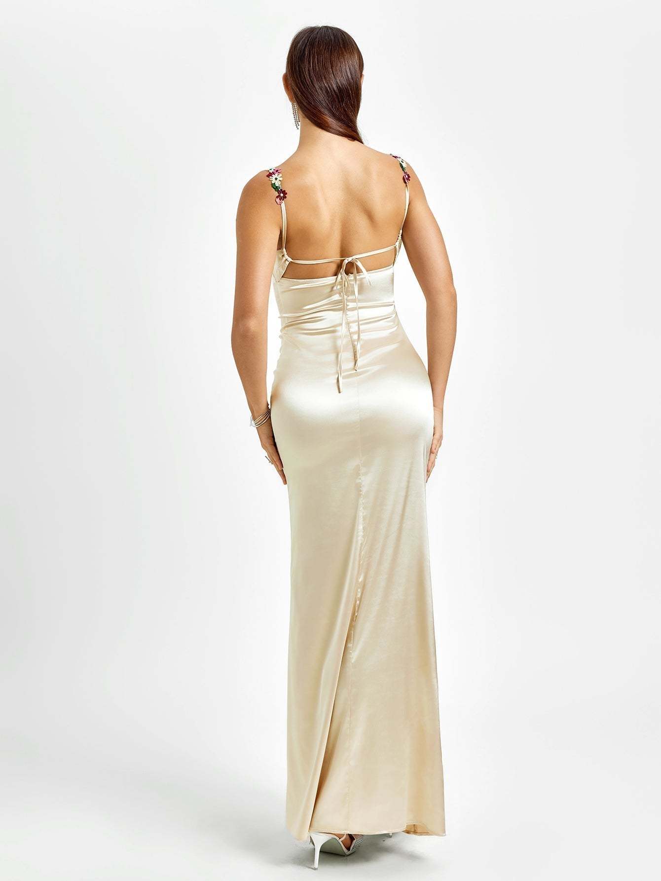 Georgette Satin Maxi Dress - Champagne